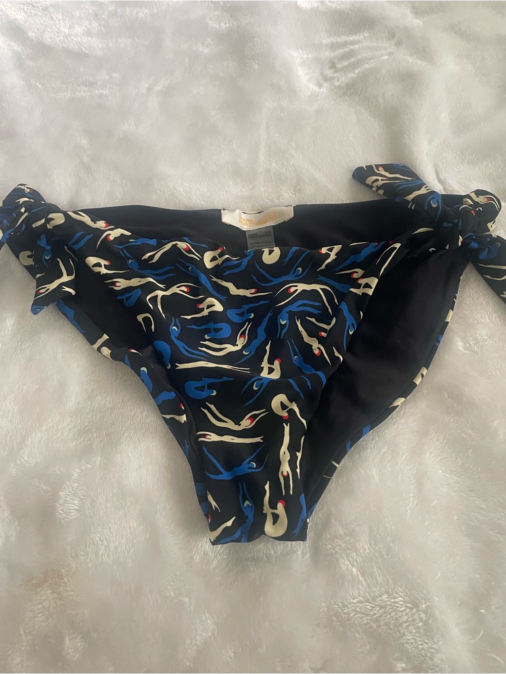 Diane Von Furstenburg Sz medium swim bikini bottoms moderate coverage black blue
